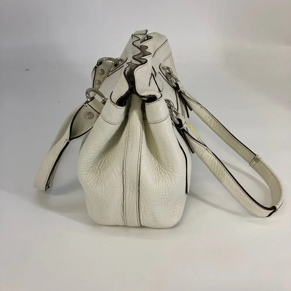 COACH F14686 WHITE AND YELLOW PEBBLEED LEATHER HANDBAG
